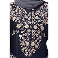 A-line party wear abaya with Resham embroidery work- Navy Blue